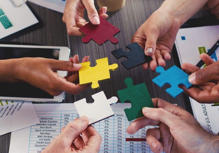 fitting puzzle pieces together